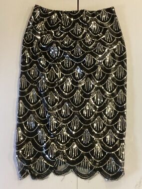 Lulus Black Skirt With Silver And Black Sequins
